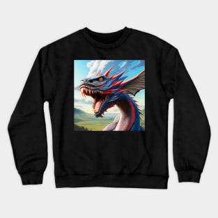 Blue and Red Spiny Dragon with White Belly Crewneck Sweatshirt